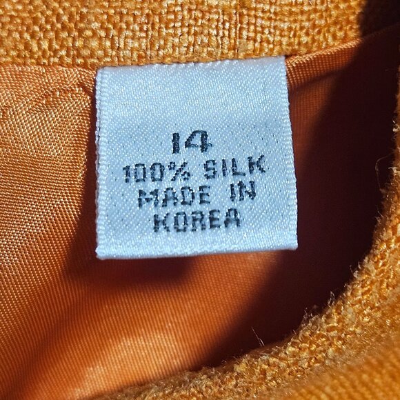 Linda Allard For Ellen Tracy Womens Orange Silk Button-Front Blazer Jacket Size - Picture 5 of 13